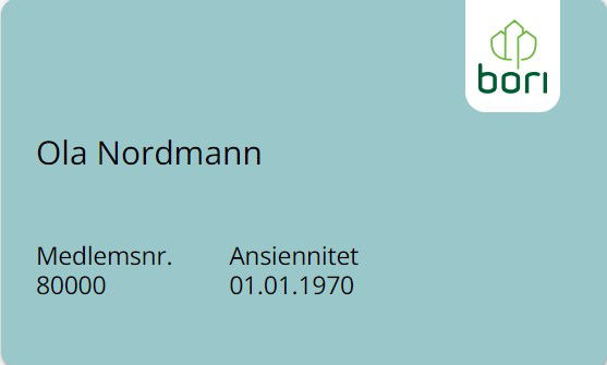 Medlemsbevis med navn og ansiennitetsdato