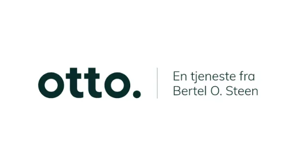 Logo for "otto", med navnet med små svarte bokstaver med punktum, etterfulgt av teksten "en tjeneste fra Bertel O. Steen" i grått.